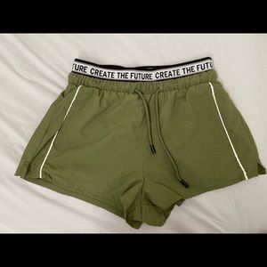 BERSHKA olive green workout shorts